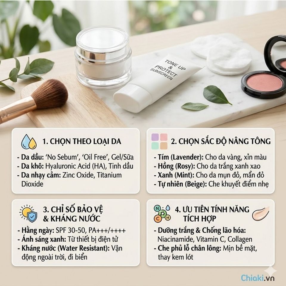 C&aacute;ch chọn kem chống nắng trang điểm ph&ugrave; hợp với nhu cầu