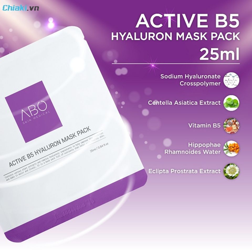 Mặt nạ ABO Active B5 Hyaluron H&agrave;n Quốc l&agrave;m dịu k&iacute;ch ứng, giảm đỏ v&agrave; củng cố h&agrave;ng r&agrave;o bảo vệ da