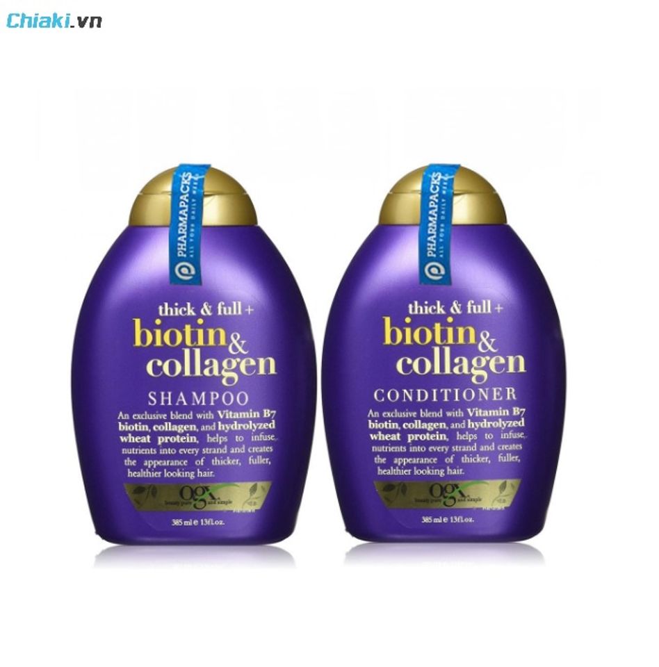 Dầu gội xả phồng t&oacute;c Biotin & Collagen OGX Mỹ cải thiện độ d&agrave;y m&aacute;i t&oacute;c một c&aacute;ch r&otilde; rệt