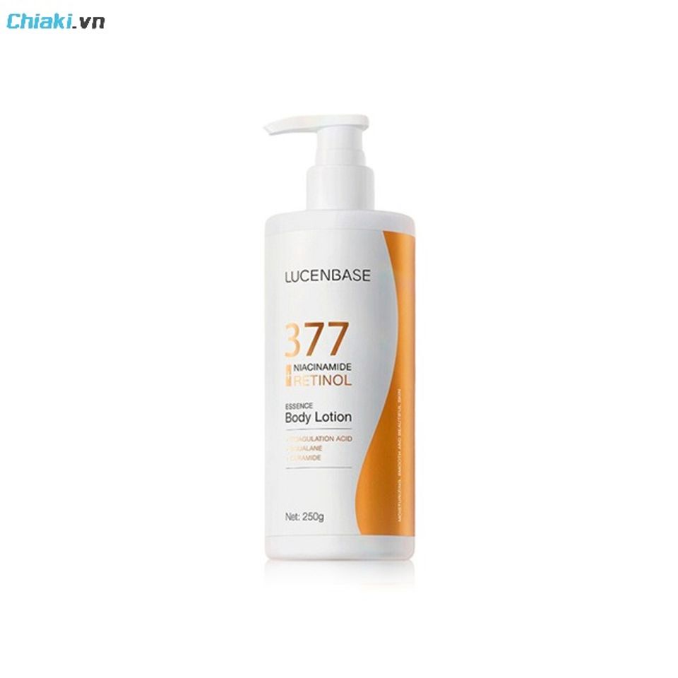 Sữa dưỡng thể retinol Lucenbase 377 Niacinamide t&aacute;i tạo bề mặt da, ức chế sắc tố melanin gi&uacute;p trắng da thời gian ngắn