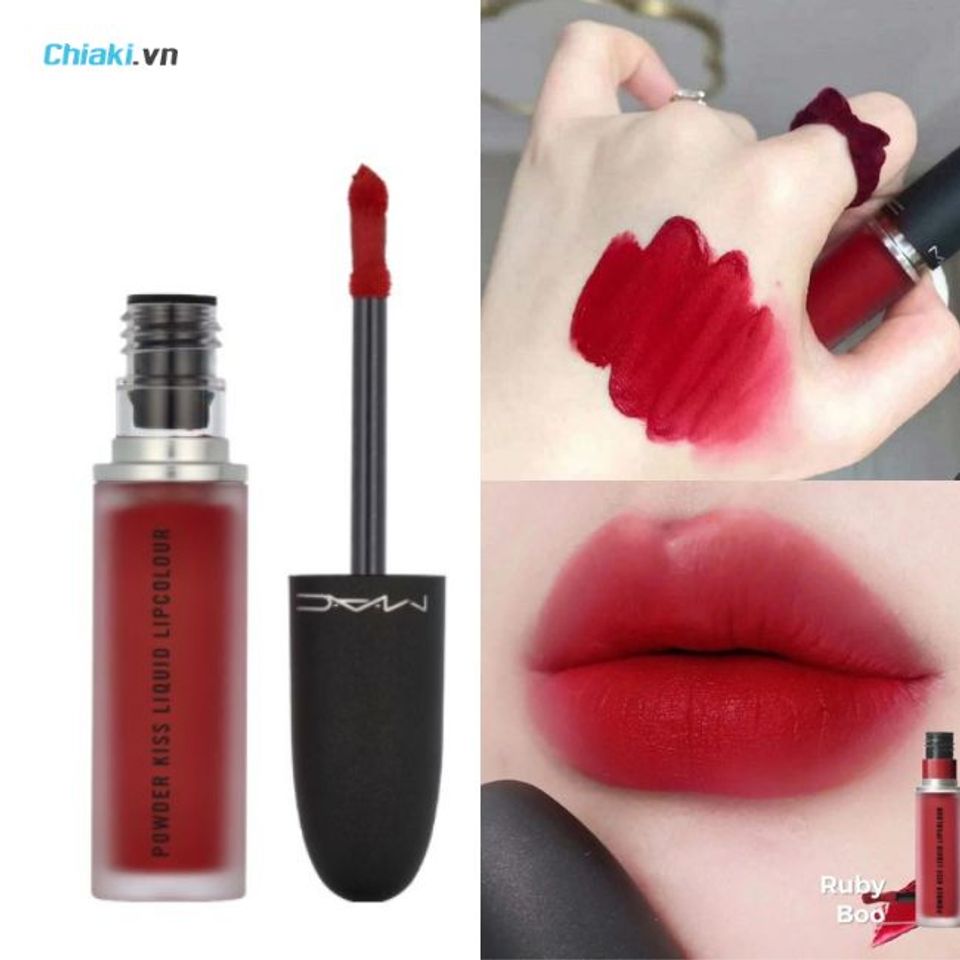 Son kem Mac 975 Ruby Boo mang đến một sắc đỏ rực rỡ, quyền lực nhưng lại cực kỳ hiện đại