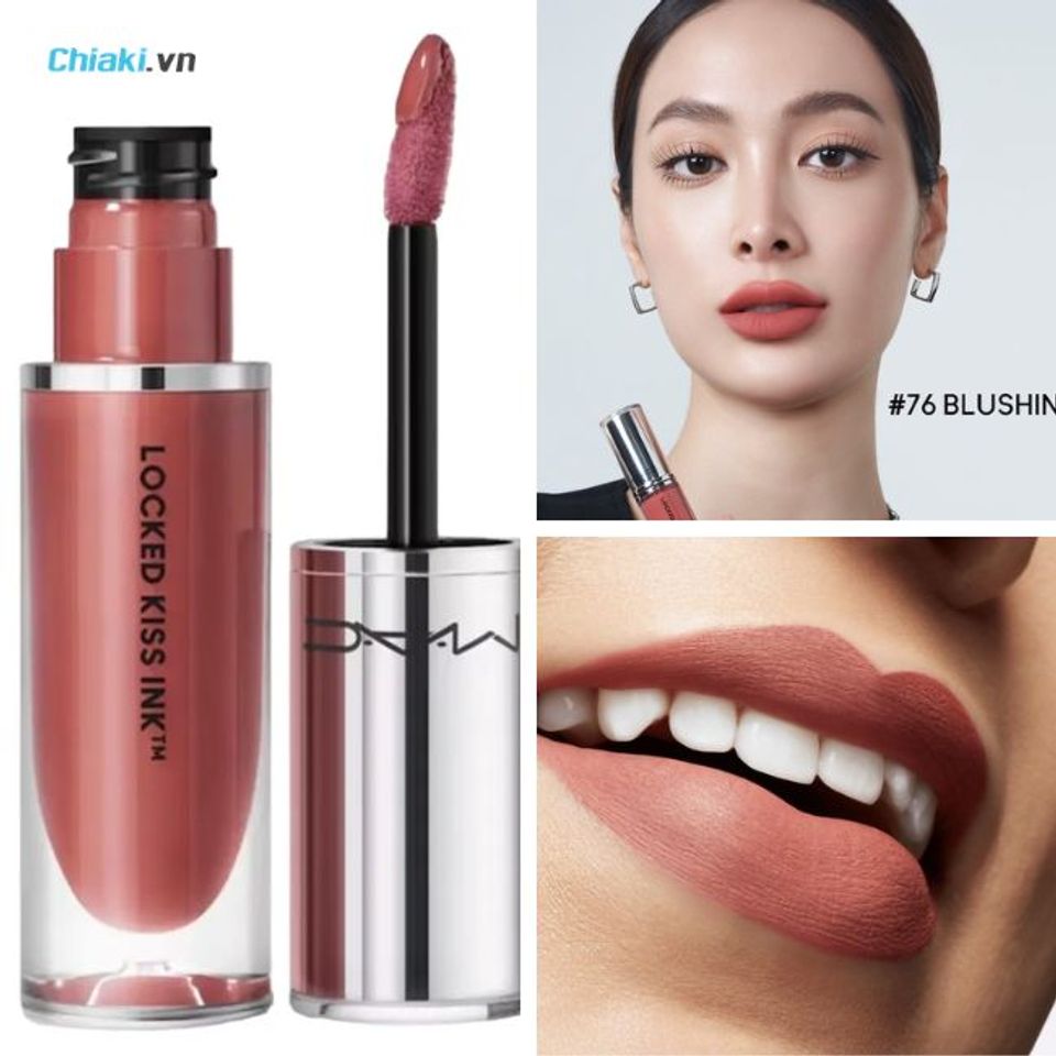 Son kem si&ecirc;u b&aacute;m MAC Locked INK Blushing 76 kết hợp ho&agrave;n hảo sắc hồng thanh lịch v&agrave; c&ocirc;ng nghệ kh&oacute;a m&agrave;u độc quyền