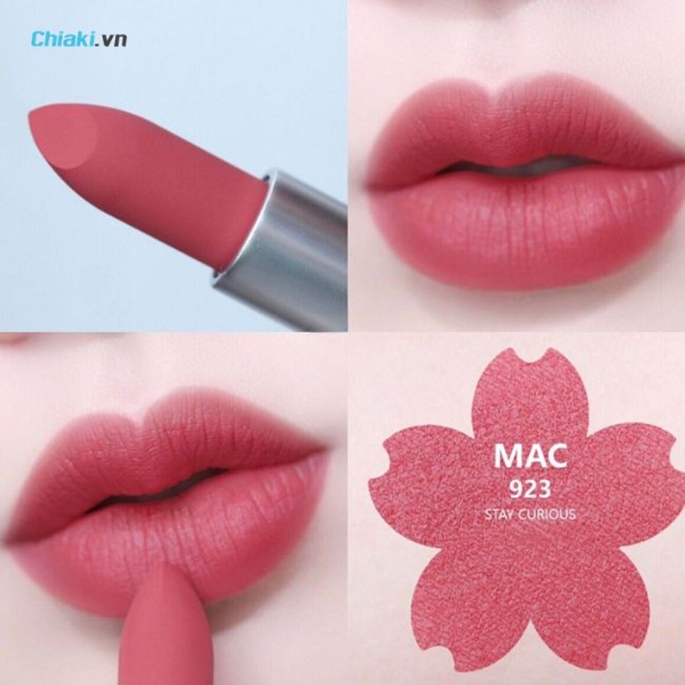 Son MAC 923 Stay Curious Powder Kiss thanh lịch, hiện đại nhưng vẫn ph&aacute; c&aacute;ch ri&ecirc;ng biệt