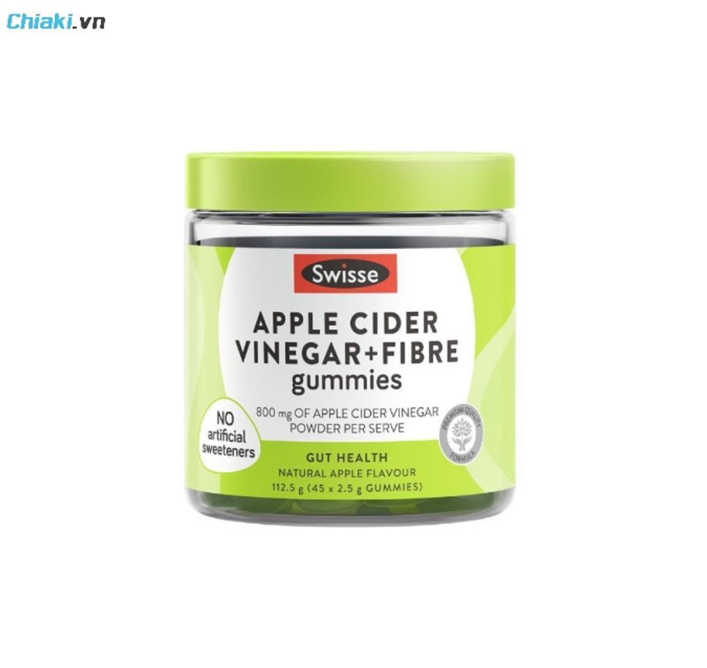 Kẹo dẻo giảm c&acirc;n Swisse Apple Cider Vinegar & Fibre vị t&aacute;o &Uacute;c th&uacute;c đẩy đốt ch&aacute;y mỡ thừa, ngăn t&iacute;ch tụ chất b&eacute;o