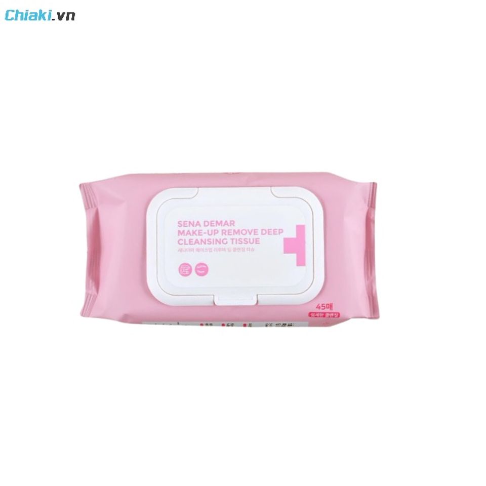 Khăn tẩy trang ướt Sena Demar Make-up Remove Deep Cleansing Tissue loại bỏ bụi bẩn, dầu thừa v&agrave; lớp makeup tr&ecirc;n bề mặt da&nbsp;
