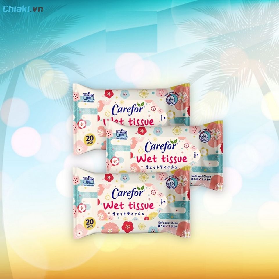 Khăn ướt tẩy trang kh&ocirc;ng m&ugrave;i Carefor Wet Tissue tẩy trang nhẹ, vệ sinh c&aacute; nh&acirc;n hoặc sử dụng khi đi du lịch