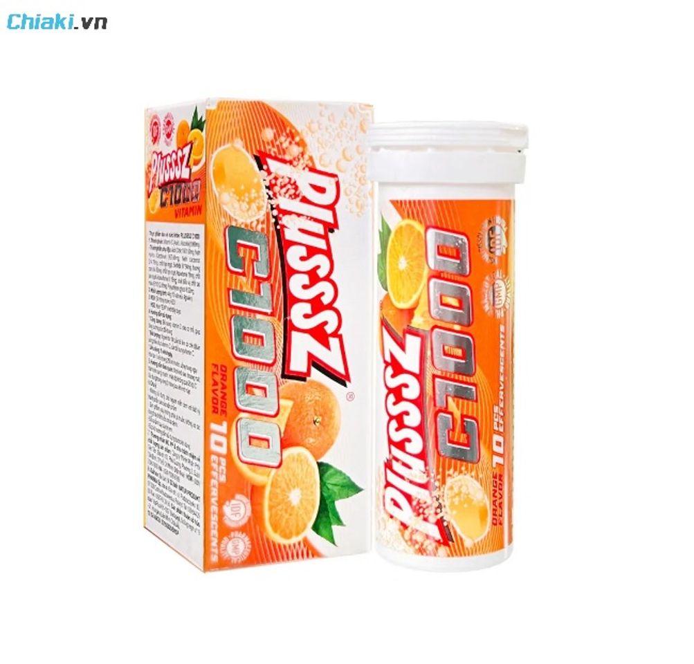 Vi&ecirc;n sủi vitamin c 1000mg Plusssz C1000 hương cam tăng đề kh&aacute;ng v&agrave; giảm mệt mỏi