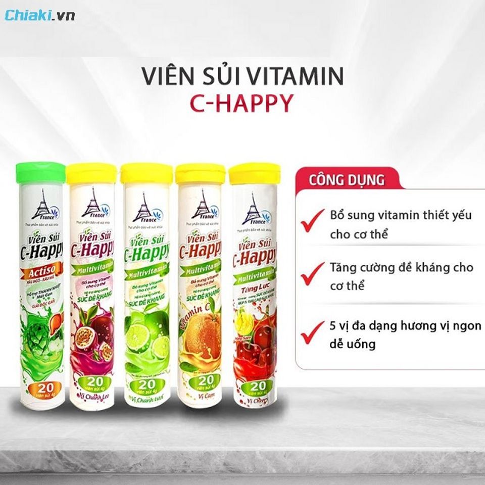 Vi&ecirc;n sủi Vitamin C Happy Multivitamin bổ sung dưỡng chất cho cơ thể