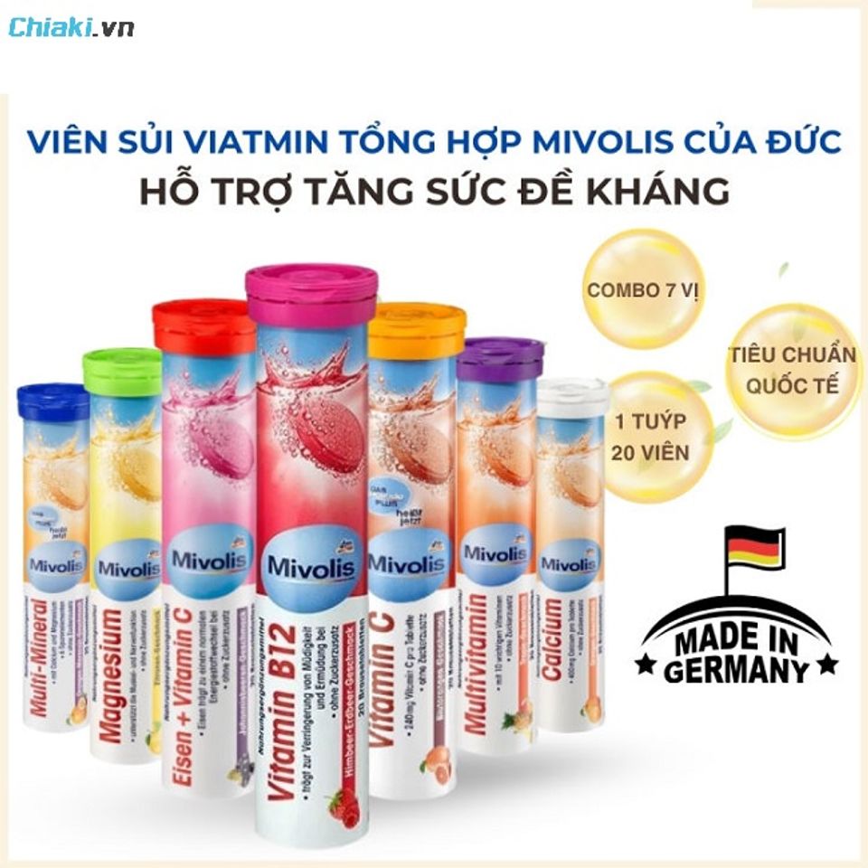 Vi&ecirc;n sủi vitamin c của Đức Mivolis giảm cảm gi&aacute;c mệt mỏi v&agrave; uể oải&nbsp;