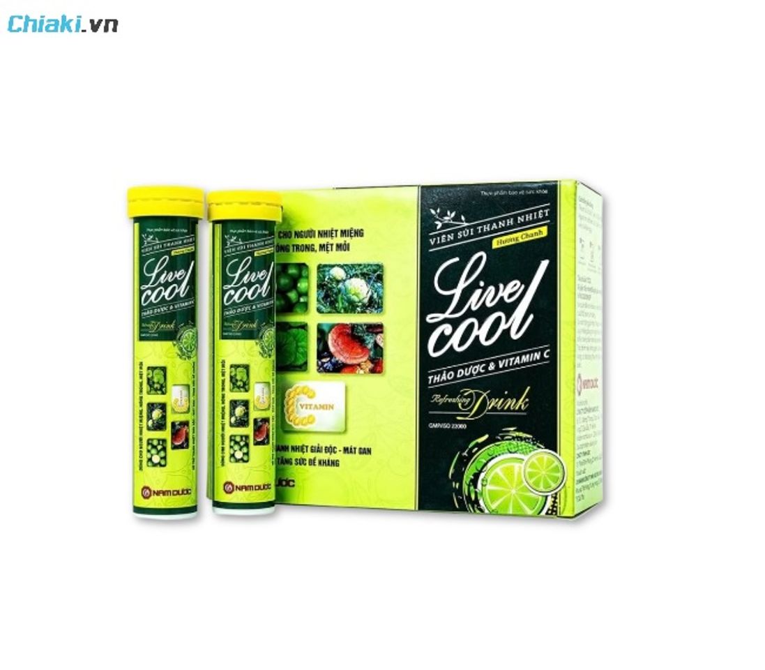 Vi&ecirc;n C sủi Livecool Nam Dược giảm nhanh t&igrave;nh trạng n&oacute;ng trong, lở lo&eacute;t miệng