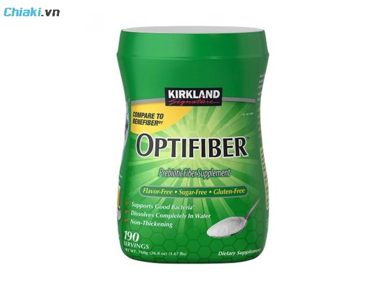 Bột chất xơ h&ograve;a tan Optifiber Kirkland Signature Mỹ cải thiện t&aacute;o b&oacute;n, tăng cường sức khỏe hệ ti&ecirc;u h&oacute;a