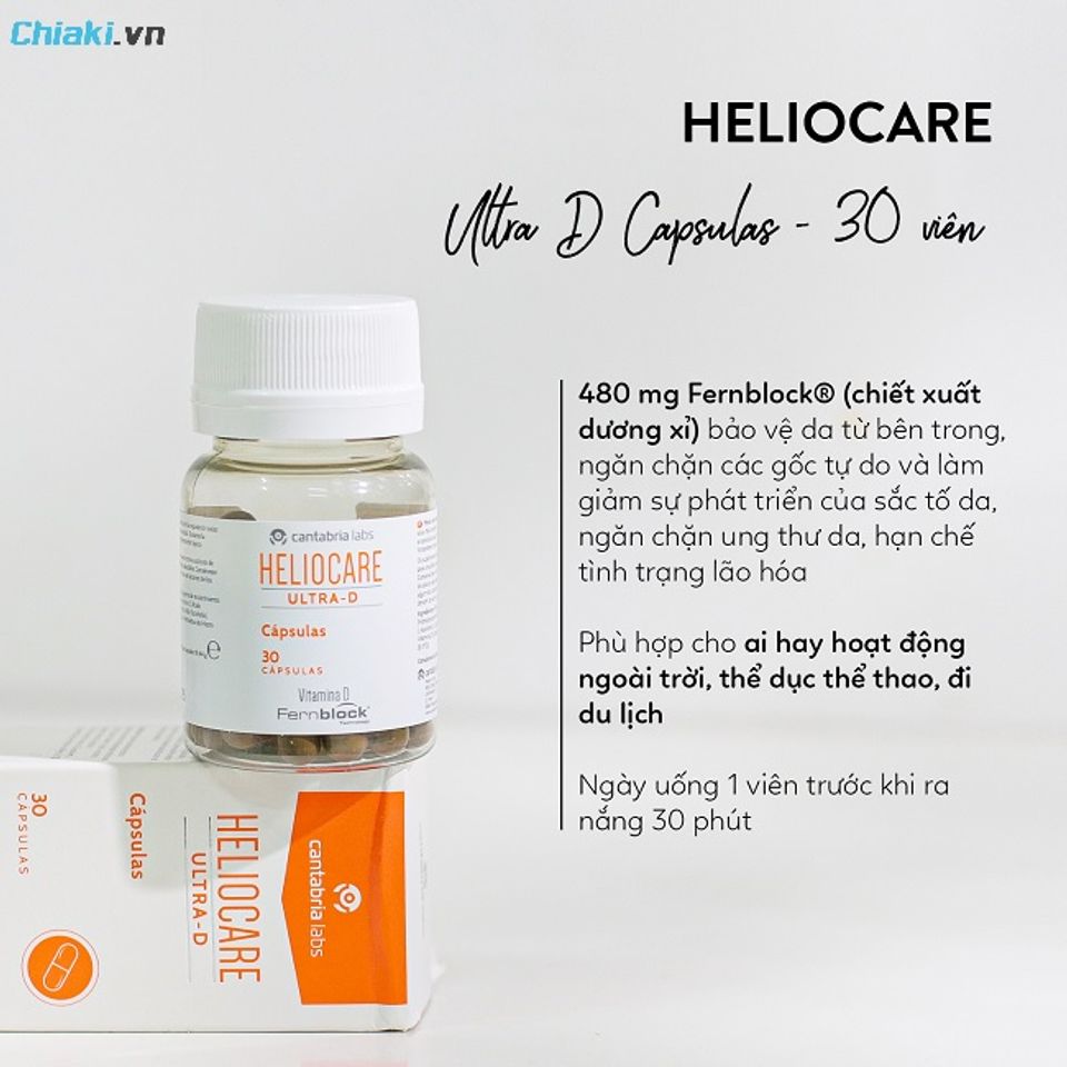 Vi&ecirc;n uống chống nắng Heliocare bảo vệ da trước t&aacute;c động của tia UVA, UVB, &aacute;nh s&aacute;ng xanh v&agrave; c&aacute;c gốc tự do