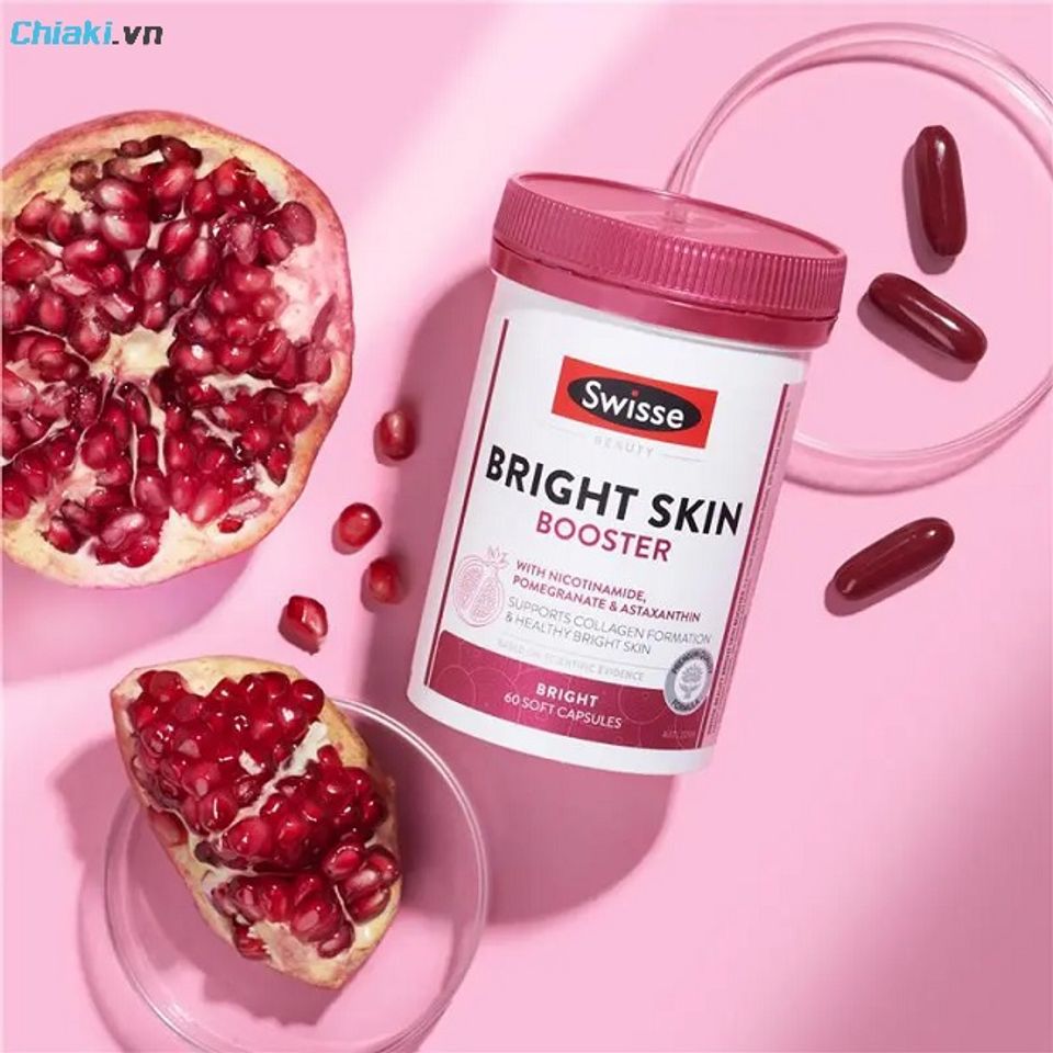 Vi&ecirc;n uống trắng da chống nắng Swisse Beauty Bright Skin bảo vệ da khỏi tế b&agrave;o da trước tấn c&ocirc;ng của tia cực t&iacute;m