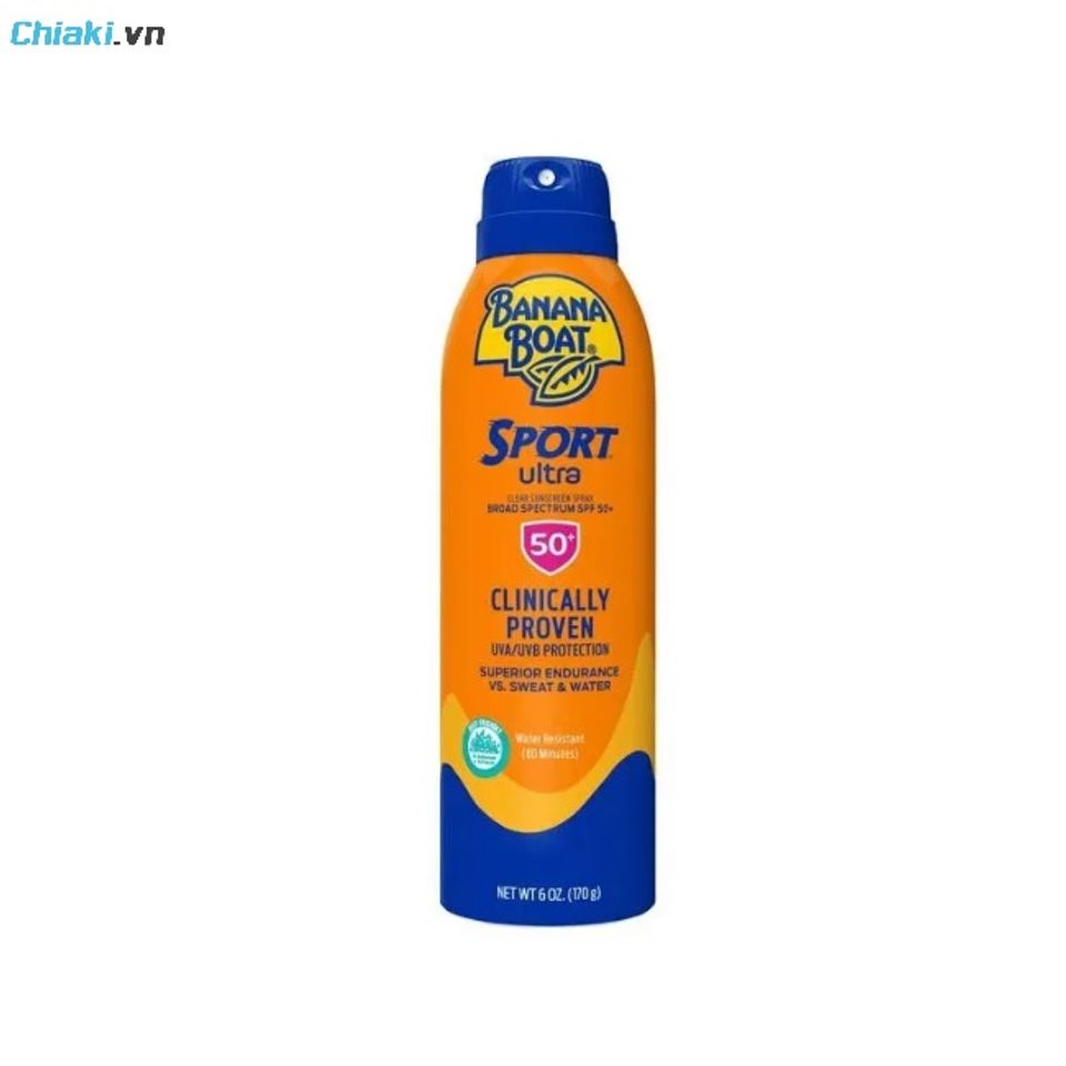 Xịt chống nắng chống nước Banana Boat Ultra Sport SPF 50+ bảo vệ da khi bơi lội, chơi thể thao