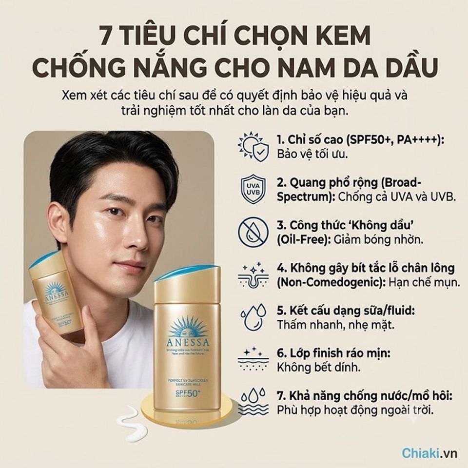 Nam giới n&ecirc;n chọn sản phẩm c&oacute; chỉ số SPF50 trở l&ecirc;n v&agrave; PA++++ để bảo vệ da tối ưu