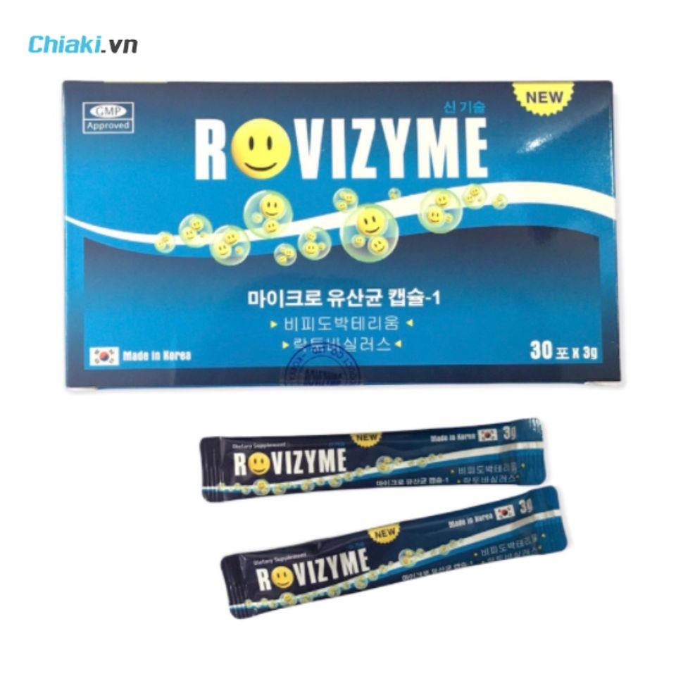 Men vi sinh cho b&eacute; dạng g&oacute;i Rovizyme H&agrave;n Quốc c&acirc;n bằng hệ vi sinh, đẩy nhanh tốc độ ti&ecirc;u h&oacute;a thức ăn th&ocirc;