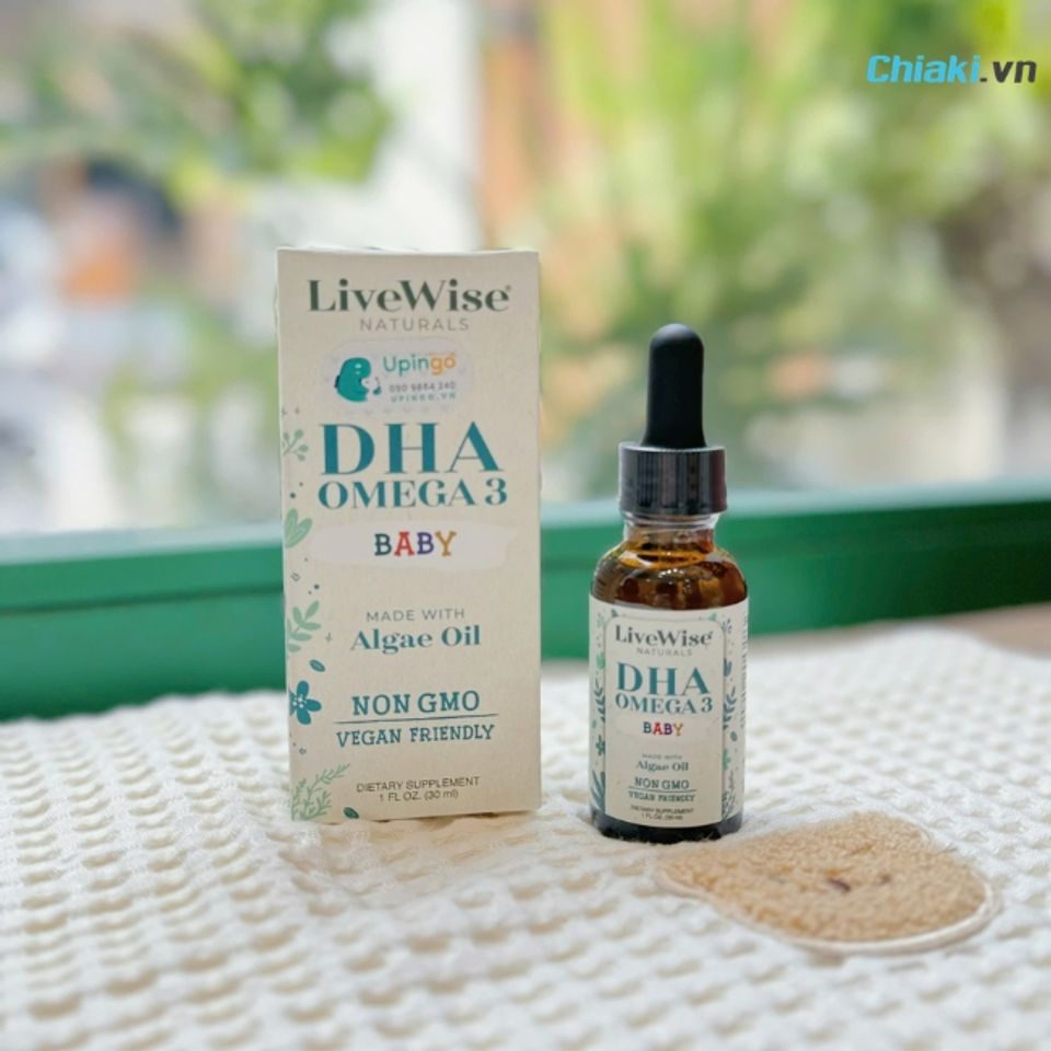 DHA hữu cơ dạng giọt Livewise DHA Omega-3 Baby nu&ocirc;i dưỡng tr&iacute; th&ocirc;ng minh v&agrave; cải thiện giấc ngủ