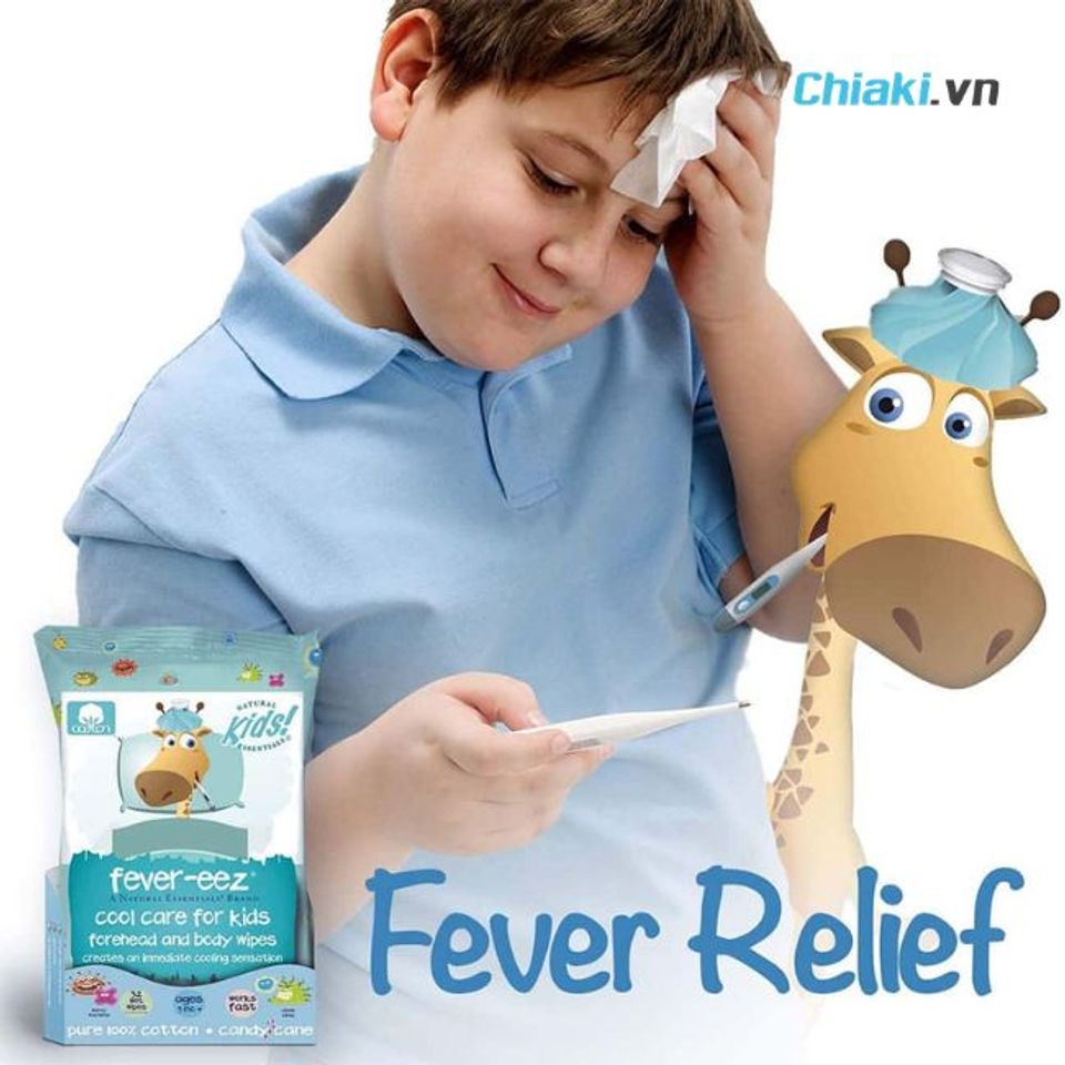 Khăn lau hạ sốt Mỹ Fever-eez Cooling Cloth giảm nhiệt nhanh v&agrave; tạo cảm gi&aacute;c m&aacute;t lạnh k&eacute;o d&agrave;i
