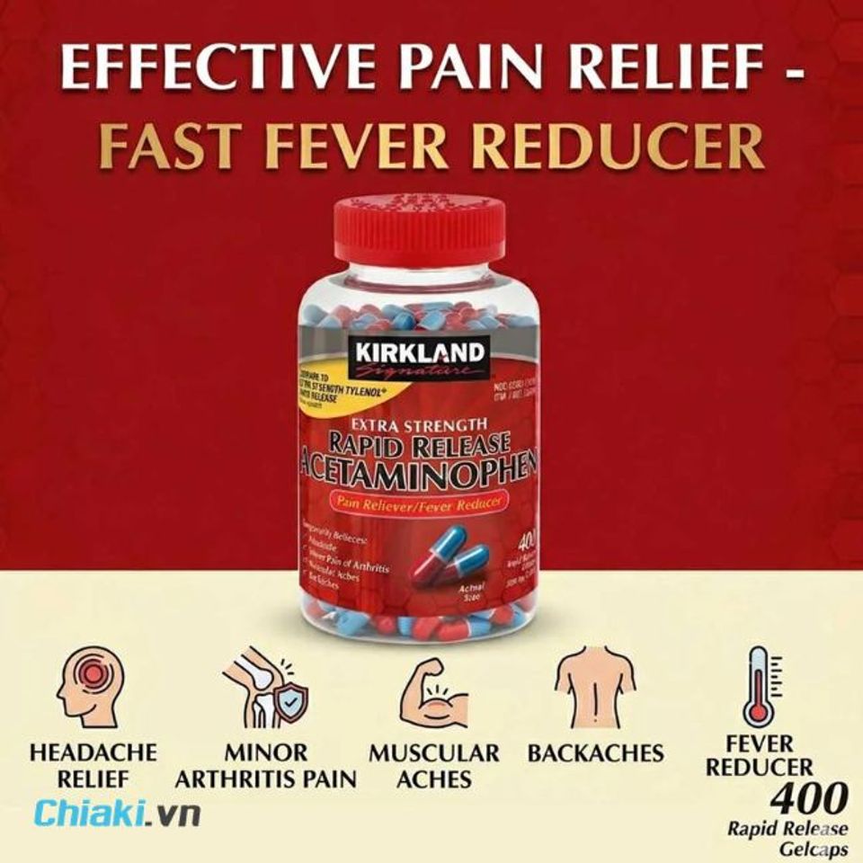 Vi&ecirc;n uống hạ sốt giảm đau Kirkland Acetaminophen 500mg đẩy l&ugrave;i nhanh ch&oacute;ng c&aacute;c cơn sốt do cảm c&uacute;m th&ocirc;ng thường