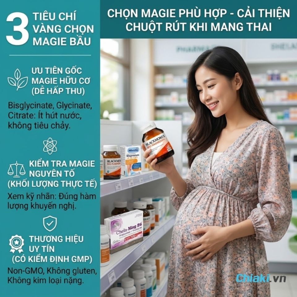 H&atilde;y đọc kỹ nh&atilde;n sản phẩm để đảm bảo cung cấp đ&uacute;ng h&agrave;m lượng magie cho b&agrave; bầu