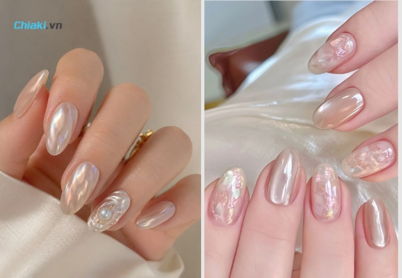 Nail tr&aacute;ng gương ngọc trai&nbsp;