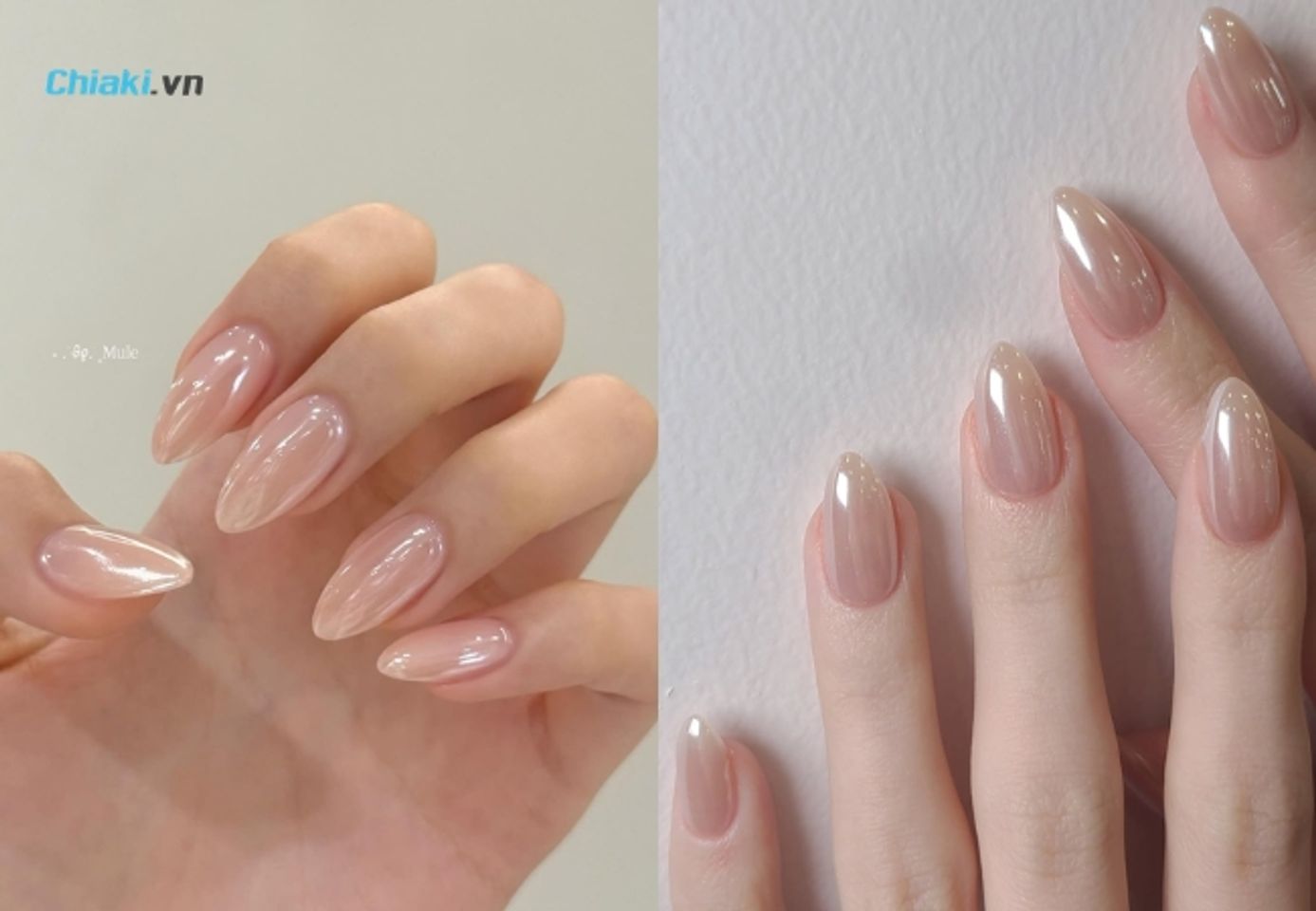Nail tr&aacute;ng gương ngọc trai&nbsp;