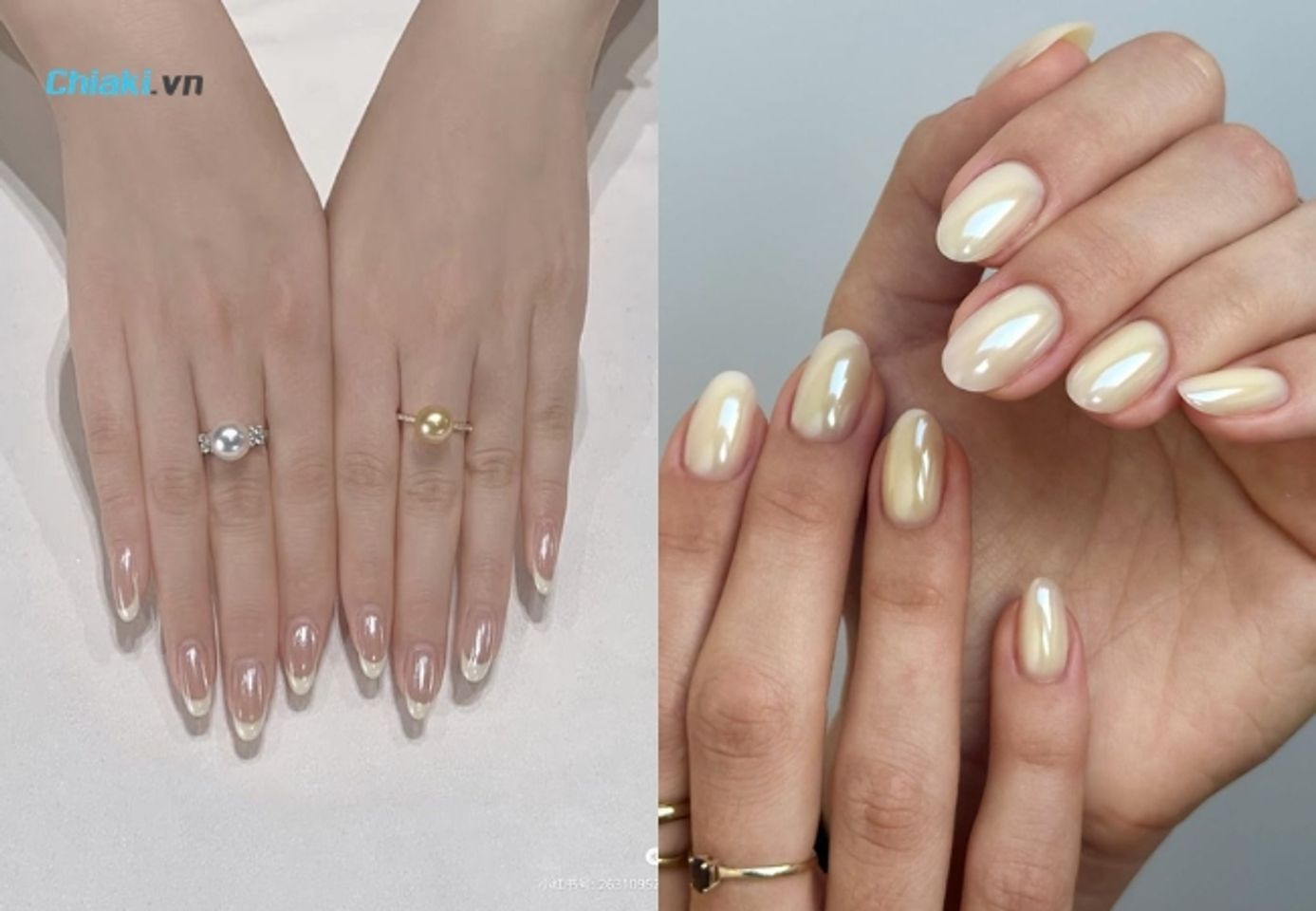 Nail tr&aacute;ng gương ngọc trai&nbsp;