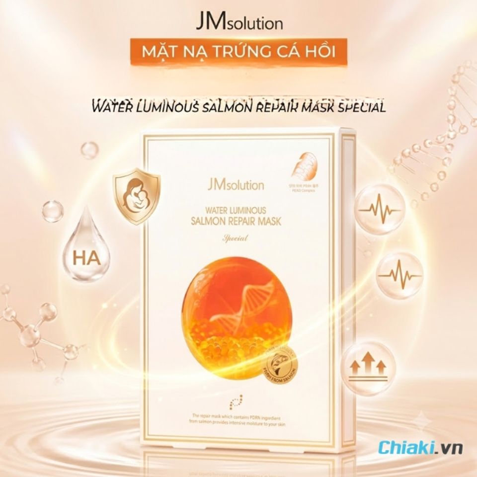 Mặt nạ JM Solution Water Luminous Salmon Repair Mask&nbsp;cải thiện độ đ&agrave;n hồi v&agrave; gi&uacute;p da săn chắc hơn