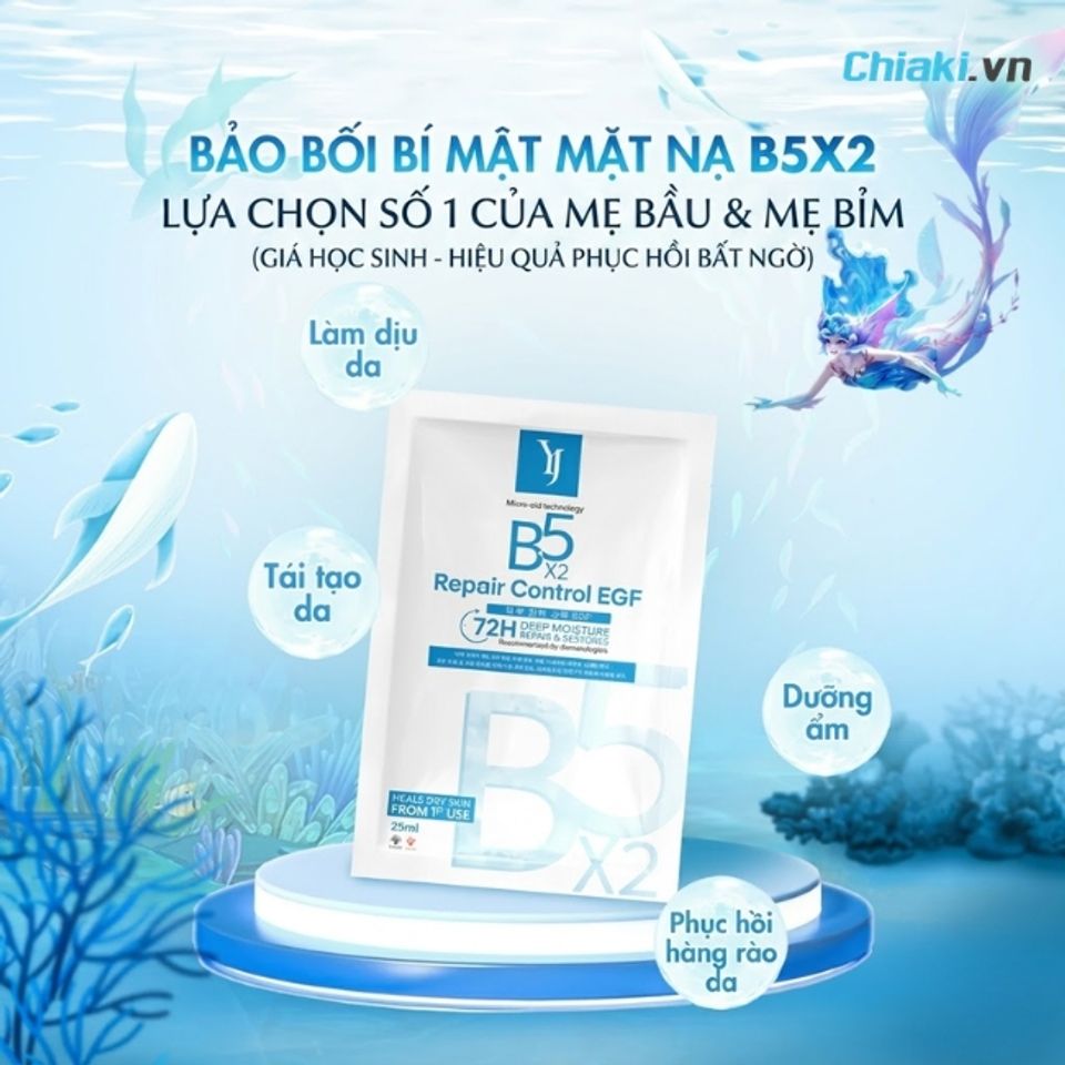 Mặt nạ cho b&agrave; bầu Yuejin B5 Repair Control EGF Mask l&agrave;m dịu da, phục hồi h&agrave;ng r&agrave;o bảo vệ da khỏi bị suy yếu