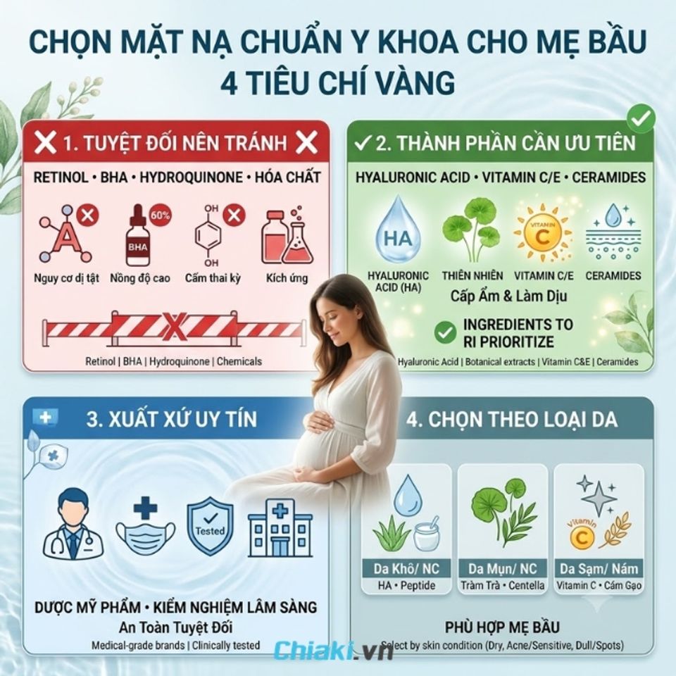 B&agrave; bầu n&ecirc;n lưu &yacute; kh&ocirc;ng chọn mặt nạ chứa c&aacute;c hoạt chất kh&ocirc;ng ph&ugrave; hợp