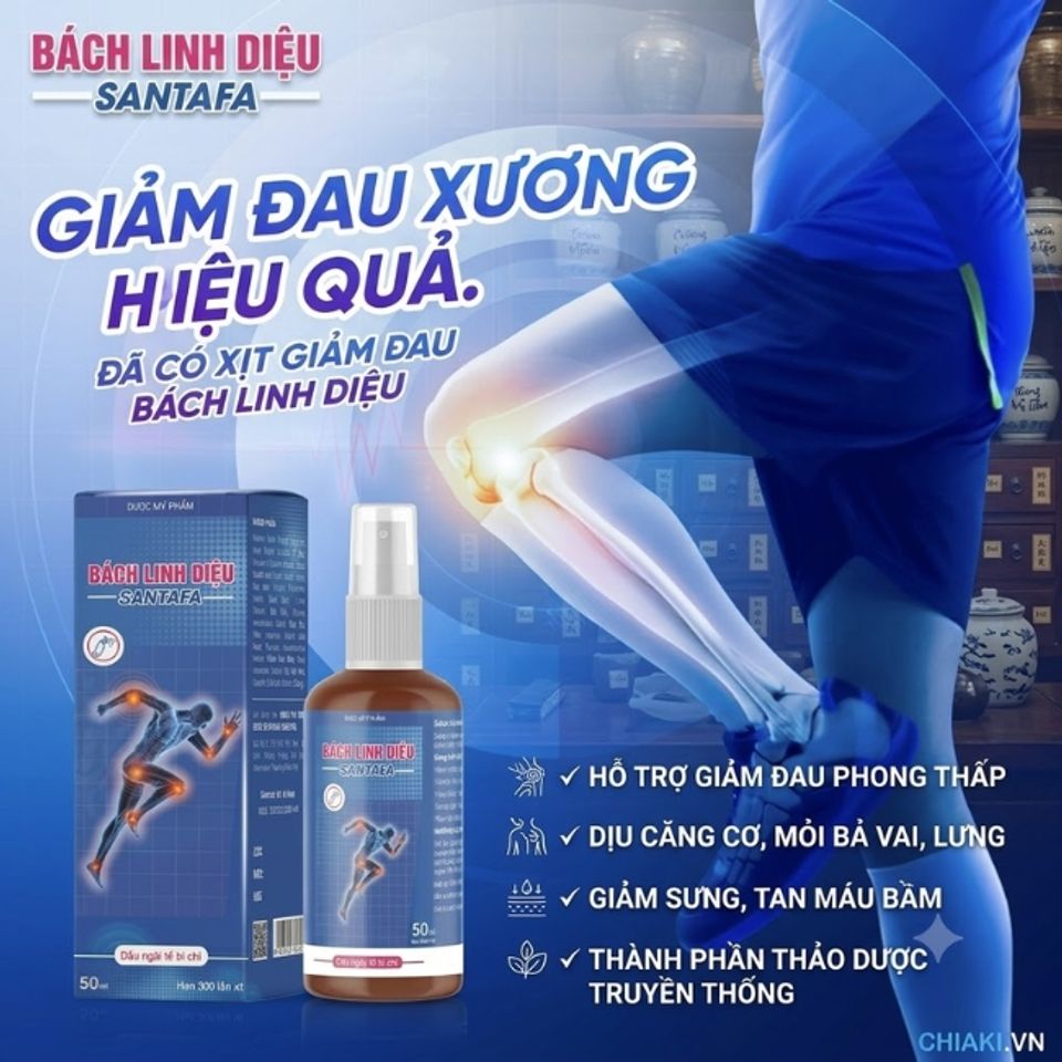 Chai xịt Santafa Fobe V&aacute;ch Linh Diệu l&agrave;m dịu t&igrave;nh trạng căng cơ, nhức mỏi bả vai, lưng, cổ g&aacute;y do lao động nặng