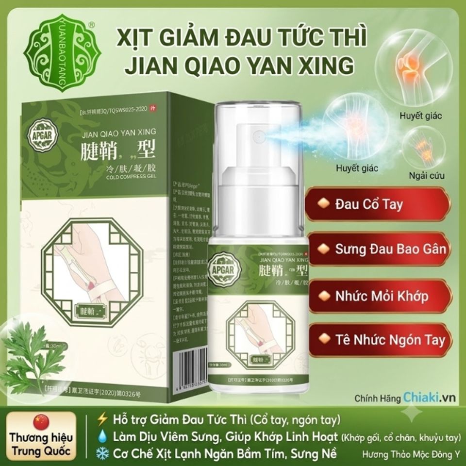 Xịt giảm đau nhức cơ, xương khớp Jian Qiao Yan Xing giảm đau tức th&igrave; cho người bị đau buốt cổ tay, sưng mỏi ng&oacute;n tay