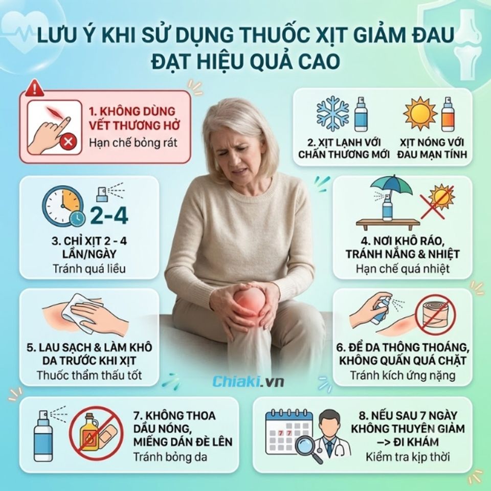 Lưu &yacute; khi sử dụng thuốc xịt giảm đau đạt hiệu quả cao