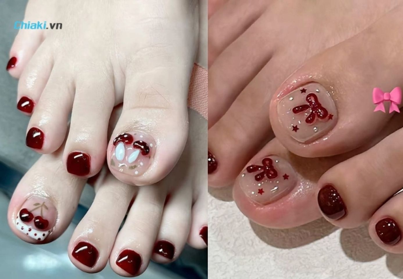 Đỏ rượu vang l&agrave; một trong những m&agrave;u m&oacute;ng ch&acirc;n đẹp s&aacute;ng da được y&ecirc;u th&iacute;ch