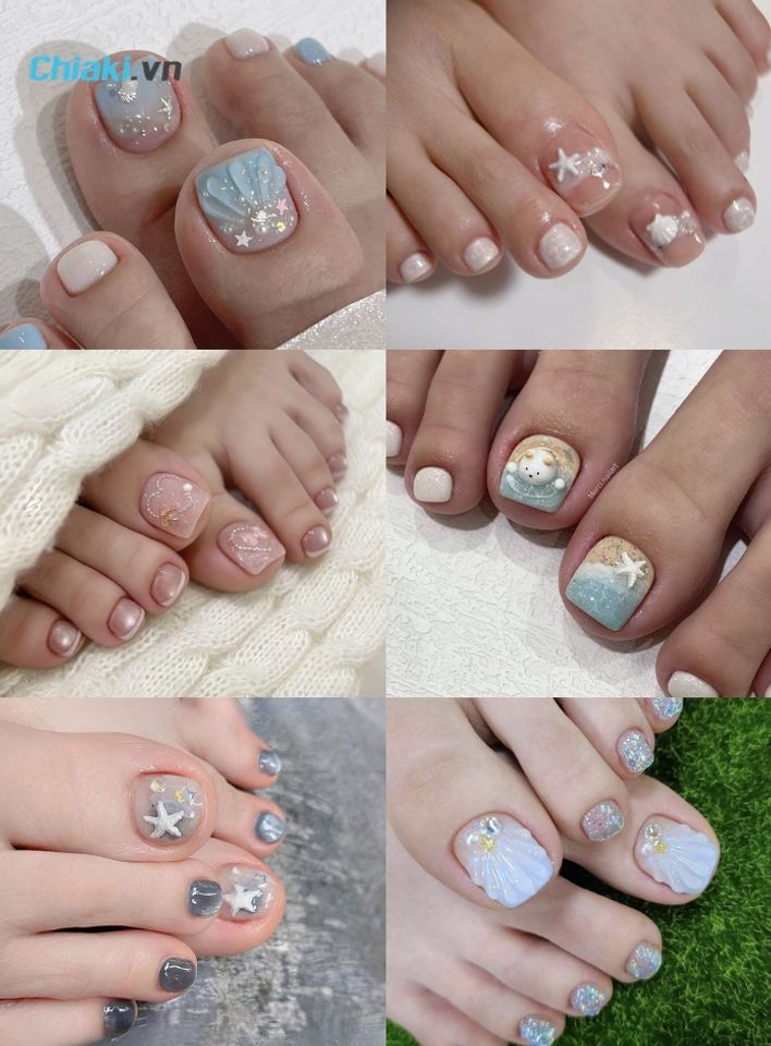 Nail ch&acirc;n xinh đi biển hot trend