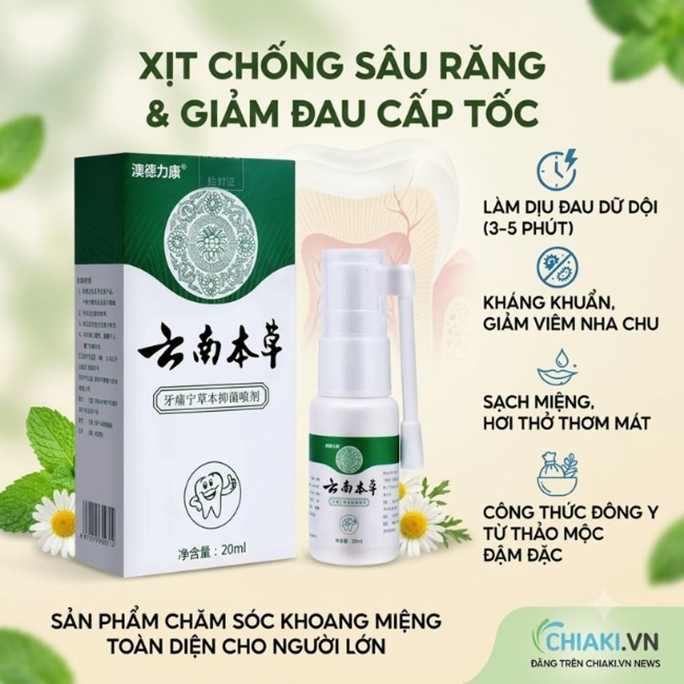 Xịt chống s&acirc;u răng Toothache Removal Spray Trung Quốc l&agrave;m sạch v&ugrave;ng răng, nướu v&agrave; hạn chế sự ph&aacute;t triển của vi khuẩn