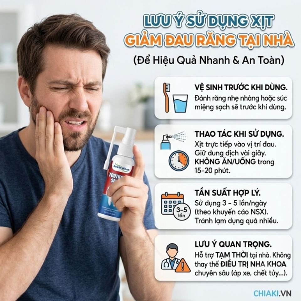 Lưu &yacute; khi sử dụng xịt giảm đau răng tại nh&agrave; hiệu quả