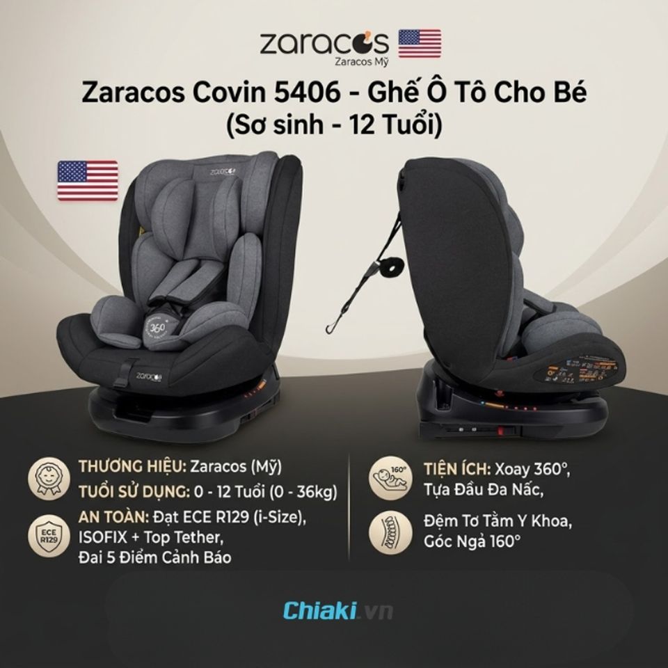 Ghế &ocirc; t&ocirc; cho trẻ em Zaracos Covin 5406 mang lại sự thư th&aacute;i tuyệt đối cho trẻ nhờ lớp đệm tơ tằm si&ecirc;u mềm mại
