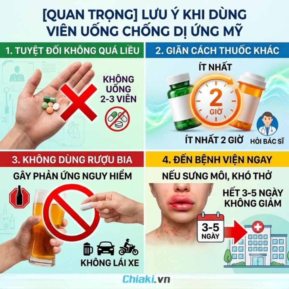 Tuyệt đối kh&ocirc;ng v&igrave; qu&aacute; ngứa hay qu&aacute; nghẹt mũi m&agrave; uống 2-3 vi&ecirc;n/ng&agrave;y