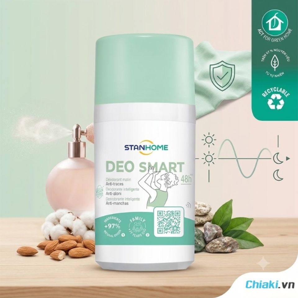 Lăn khử m&ugrave;i cho b&eacute; g&aacute;i dậy th&igrave; Stanhome Deo Smart Ph&aacute;p găn m&ugrave;i v&agrave; dưỡng ẩm v&ugrave;ng da dưới c&aacute;nh tay mềm mại