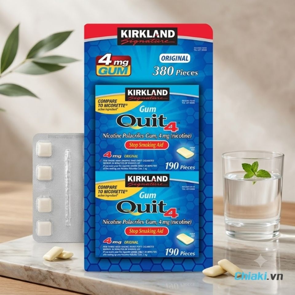 Kẹo cai thuốc l&aacute; Kirkland Signature Quit 4 Gum Original giảm phụ thuộc v&agrave;o nicotine v&agrave; tiến tới bỏ thuốc l&aacute; ho&agrave;n to&agrave;n