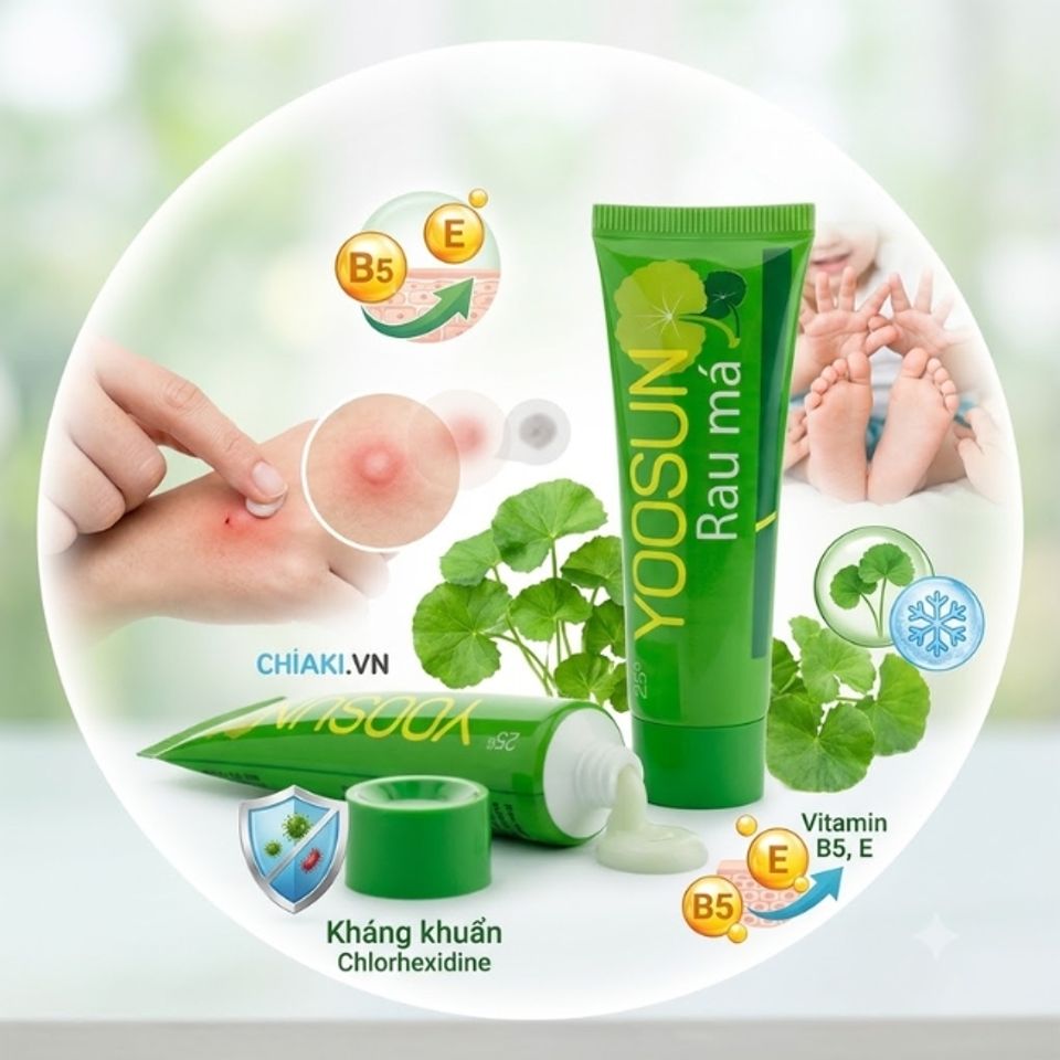 Thuốc b&ocirc;i c&ocirc;n tr&ugrave;ng đốt cho trẻ sơ sinh YOOSUN Rau M&aacute; xoa dịu v&ugrave;ng da bị c&ocirc;n tr&ugrave;ng cắn, mẩn ngứa, r&ocirc;m sảy