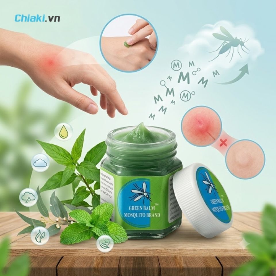 Thuốc b&ocirc;i c&ocirc;n tr&ugrave;ng cắn ngứa Green Balm Mosquito giảm ngứa do muỗi v&agrave; c&ocirc;n tr&ugrave;ng cắn cho trẻ nhỏ
