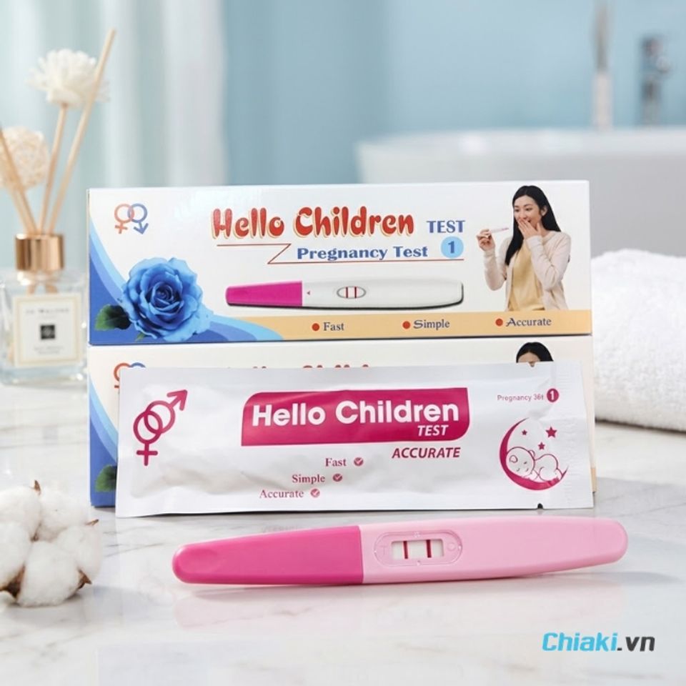 B&uacute;t thử thai nhanh Hello Children Test m&agrave;u cực kỳ sắc n&eacute;t, loại bỏ triệt để hiện tượng vạch mờ