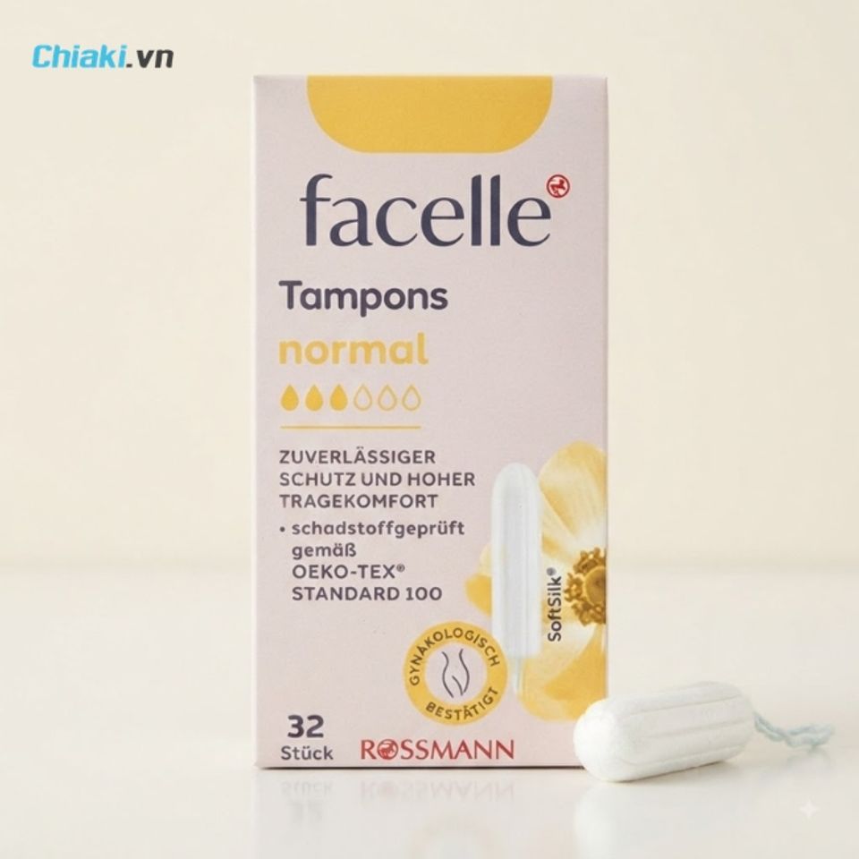Băng vệ sinh Tampon Đức Facelle Normal m&agrave;ng si&ecirc;u mềm mại, hỗ trợ việc đặt v&agrave; th&aacute;o sản phẩm diễn ra trơn tru
