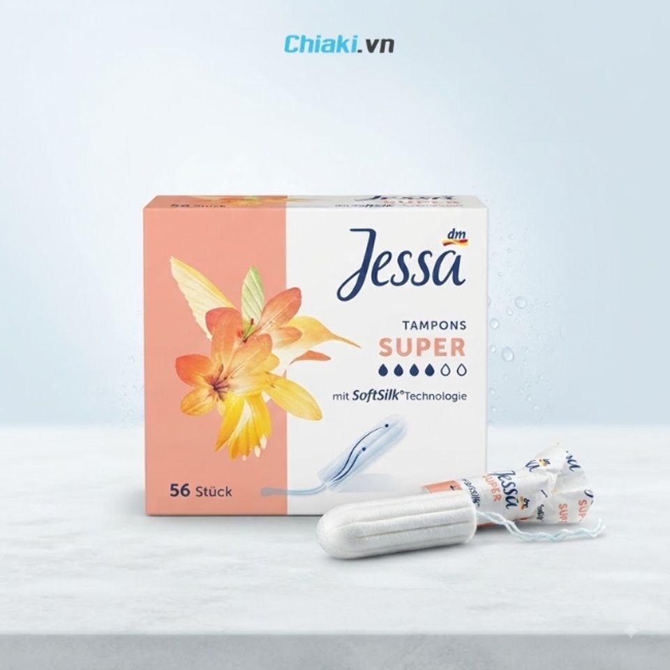 Băng vệ sinh Tampon Jessa Normal Đức độc quyền với c&aacute;c r&atilde;nh lượn s&oacute;ng gi&uacute;p hấp thụ chất lỏng cực nhanh