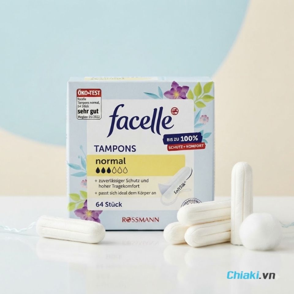 Băng vệ sinh Đức Tampons Facelle Normal bo tr&ograve;n mềm mại gi&uacute;p giảm ma s&aacute;t tối đa khi đưa v&agrave;o cơ thể