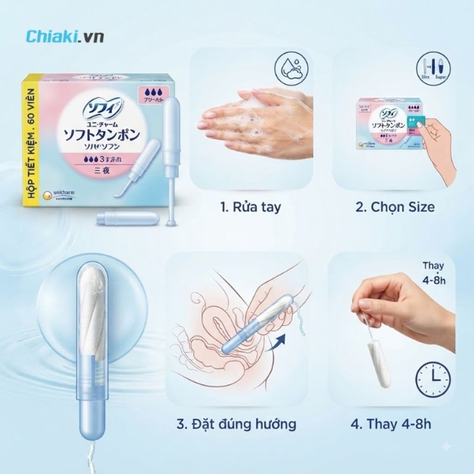 Hướng dẫn sử dụng tampon băng vệ sinh đ&uacute;ng c&aacute;ch cho người mới
