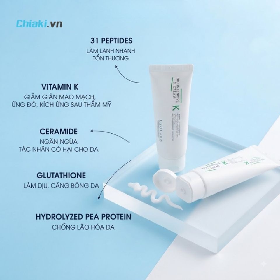Kem dưỡng Vitamin K Cream Usolab hỗ trợ s&aacute;ng da, l&agrave;m mờ c&aacute;c vết đỏ cũ