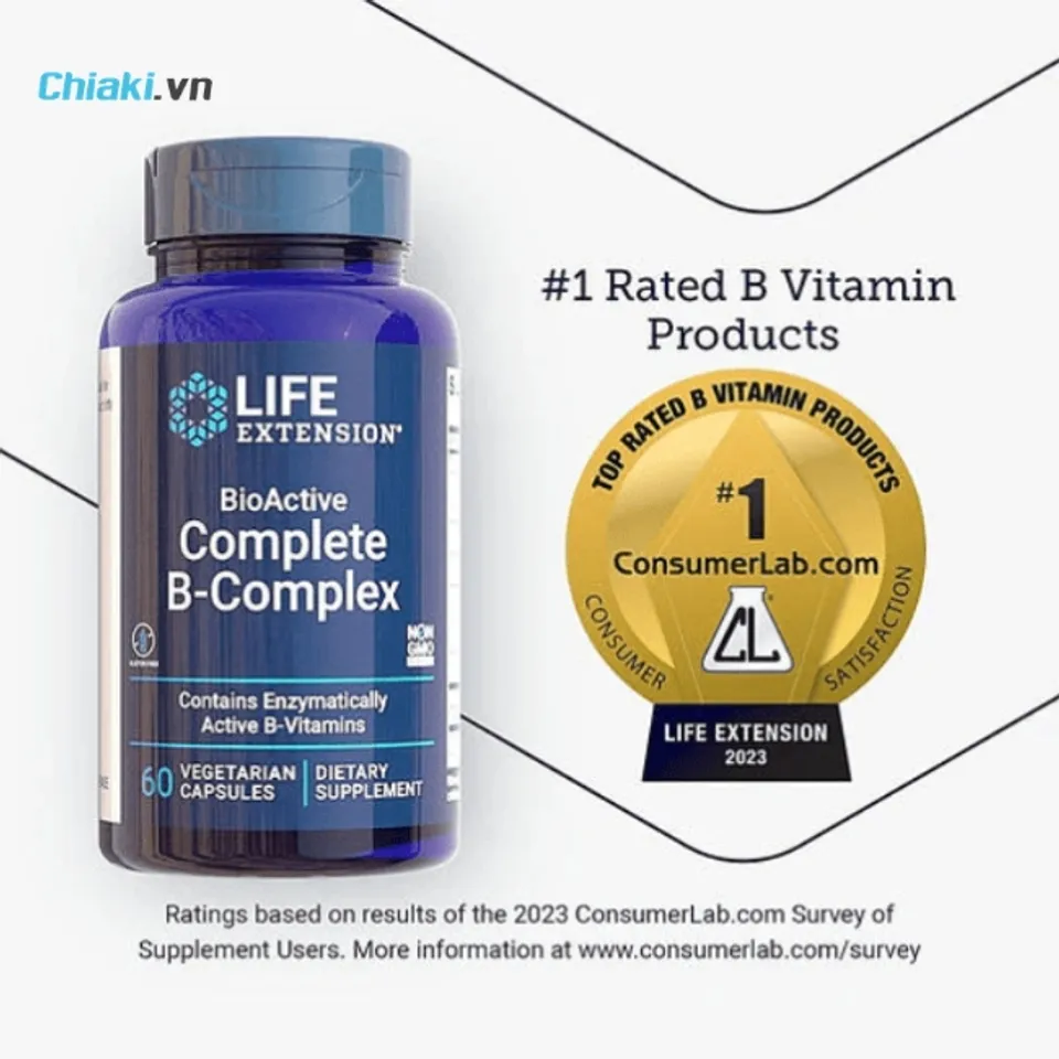Vi&ecirc;n uống bổ sung vitamin B tổng hợp Life Extension BioActive Complete B-Complex